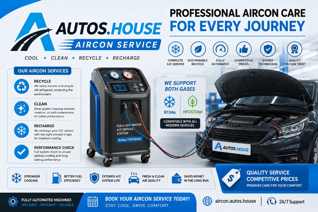 Fully automated A/C service station R134a / HFO1234yf